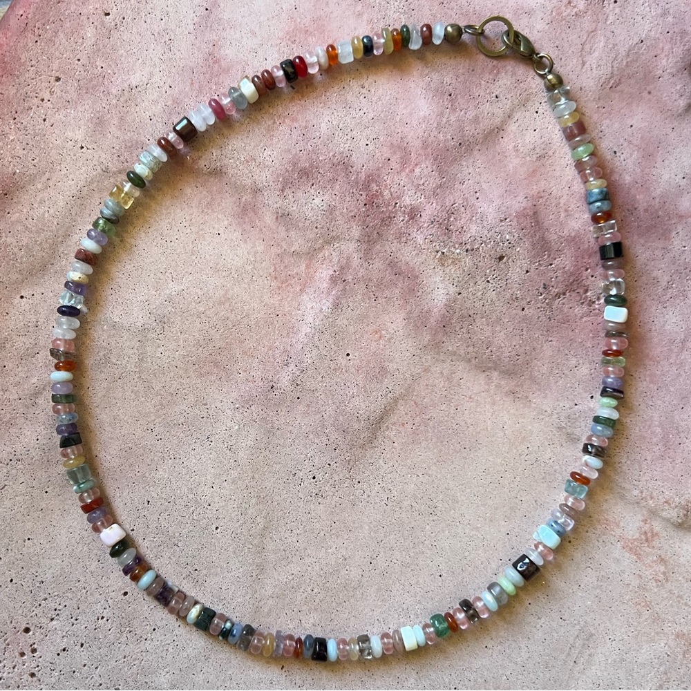 Handmade Short little mixed gemstone layering necklace
